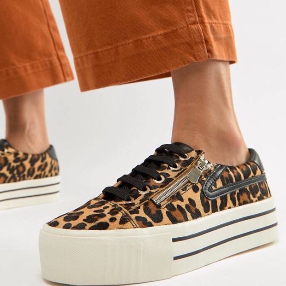Leopard Flatform Platform Sneakers by Stradivarius